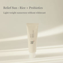 Load image into Gallery viewer, BEAUTY OF JOSEON Relief Sun : Rice + Probiotics (SPF50+ PA++++)