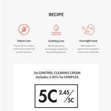 Load image into Gallery viewer, Dr.Ceuracle 5α Control Clearing Cream recipe